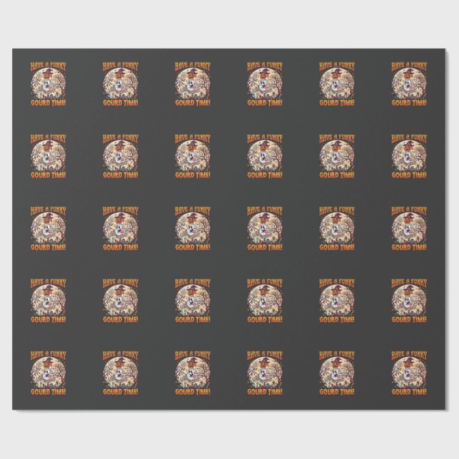 Ha Funky Gourd Tid Halloween Spök Pumpa_1 Presentpapper (Platt)