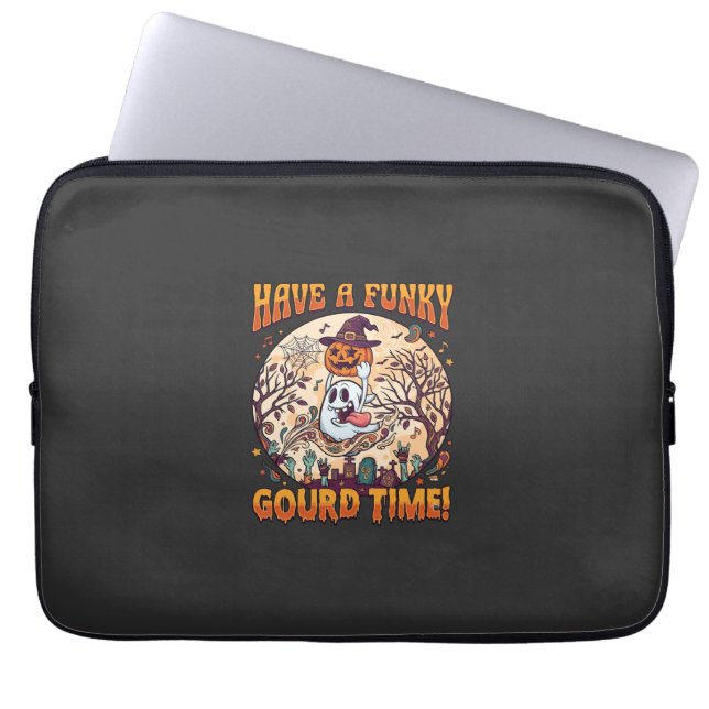 Ha Funky Gourd Tid Halloween Spökpumpa_1 Laptop Fodral (Framsidan)