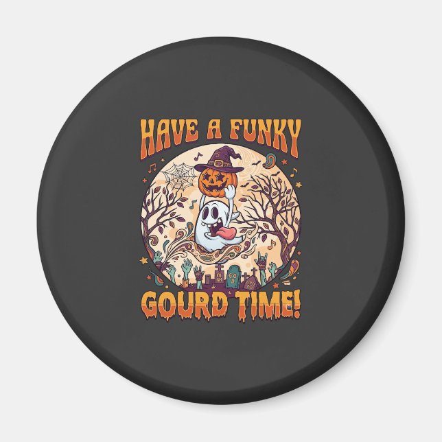 Ha Funky Gourd Tid Halloween Spökpumpa_1 Magnet (Framsidan)