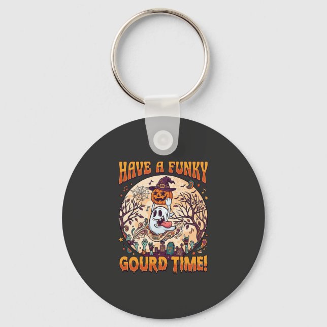 Ha Funky Gourd Tid Halloween Spökpumpa_1 Nyckelring (Framsida)