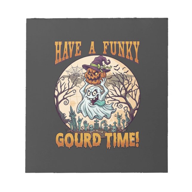 Ha Funky Gourd Tid Spök Pumpa Kyrkogård Anteckningsblock (Framsida)