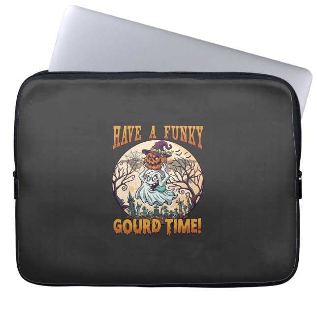 Ha Funky Gourd Tid Spök Pumpa Kyrkogård Laptop Fodral (Framsidan)