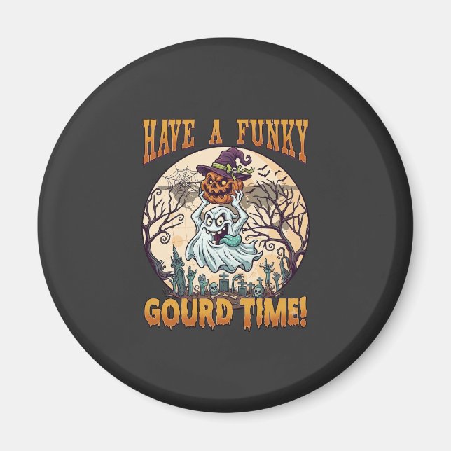 Ha Funky Gourd Tid Spök Pumpa Kyrkogård Magnet (Framsidan)