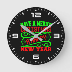 ha God jul A Gott nytt år-34635 Rund Klocka