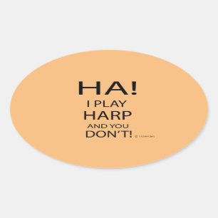 Ha Harp Oval Sticker Ovalt Klistermärke