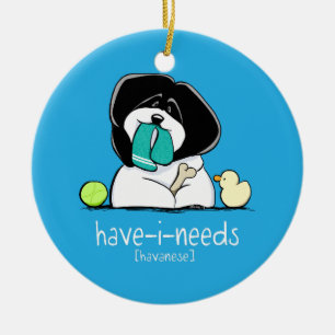 Ha-i-Behov Havanese djärvt Av-Koppel Art™ Julgransprydnad Keramik