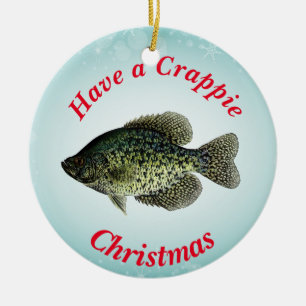 "Ha jul för en Crappie" att presentera den svart Julgransprydnad Keramik