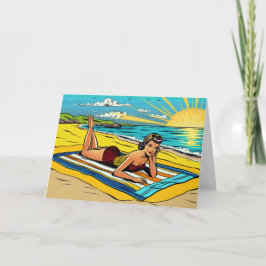 Ha kul i solen | Söt retro pinup Kort