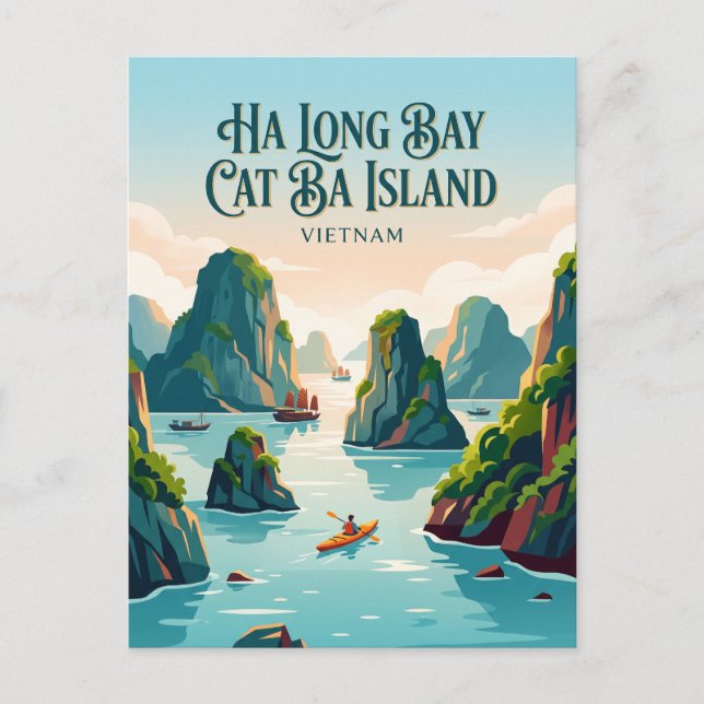 Ha Long Bay Cat Ba Island Vietnam Vykort (Framsida)