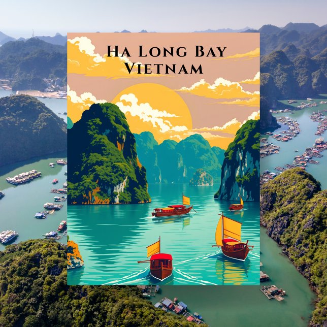 Ha Long Bay Vietnam Boat Resa Vykort (Ha Long Bay Vietnam Boat Trip Postcard)