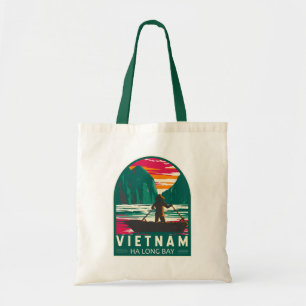 Ha Long Bay Vietnam Boat Vendor Travel Art Vintage Tygkasse