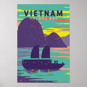 Ha Long Bay Vietnam Junkbåt Resa Konst Vintage Poster