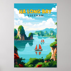 Ha Long Bay Vietnam Travel Art Vintage Poster