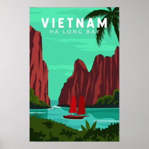 Ha Long Bay Vietnam Travel Vintage Art Poster