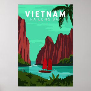 Ha Long Bay Vietnam Travel Vintage Art Poster