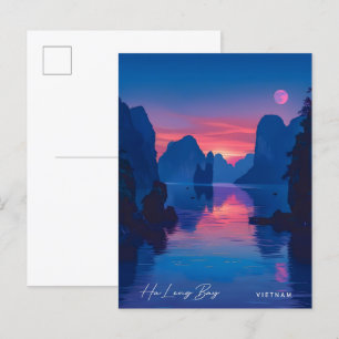 Ha Long Bay Vietnam Vintage resor Vykort