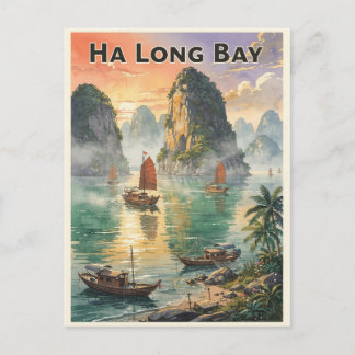 Ha Long Bay Vietnam Vintage Vykort