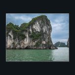 Ha Long Bay, Vietnam Vykort<br><div class="desc">A wide angle photo of Ha Long Bay in Vietnam,  a UNESCO World Heritage Site,  famous for its emerald waters and stunning rock formations. There are fishing boats that dock together and are known as fishing villages. They are scattered throughout the bay.</div>