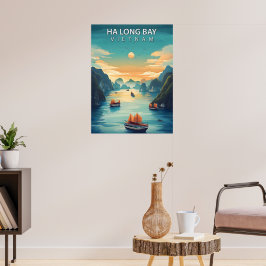 Ha Long Bay – Vintage resemaffisch från Vietnams Poster