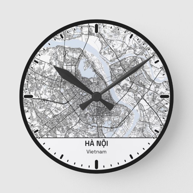 Ha Noi Clock City Line Art Rund Klocka (Framsida)