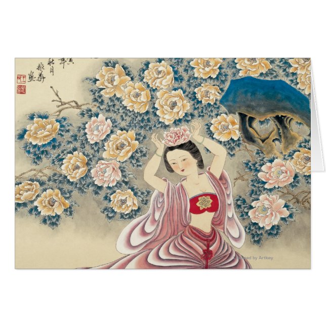 Ha på sig en blomma i huvudet hälsningskort (Framsidan Horizontal)