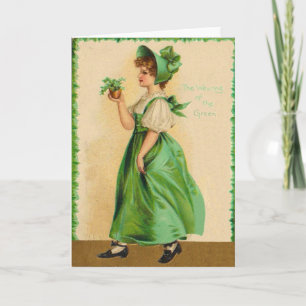 Ha på sig för vintage av det gröna st patrick's kort