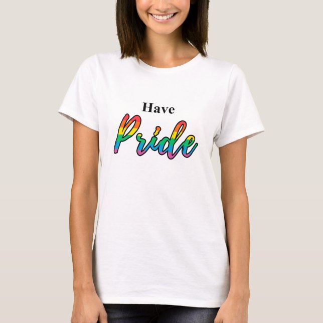 Ha Pride Bold Rainbow Typography LGBT White T Shirt (Framsida)