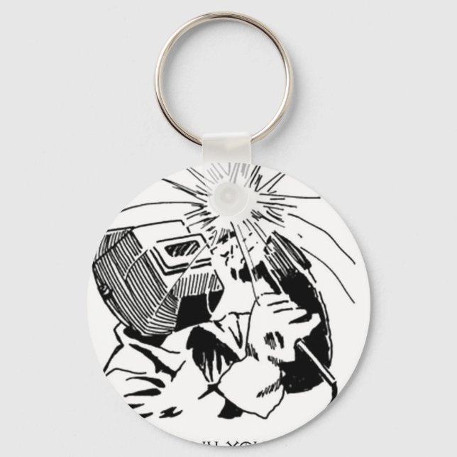 Ha roligt i din kubik, jag ska svetsa! nyckelring (Framsida)