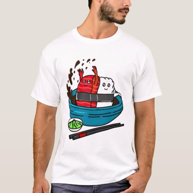 Ha Roligt Tuna Sushi T Shirt (Framsida)