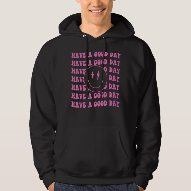 Ha Rosa Smile Ansikte Preppy Aesthetic T Bra Day Hoodie (Framsida)