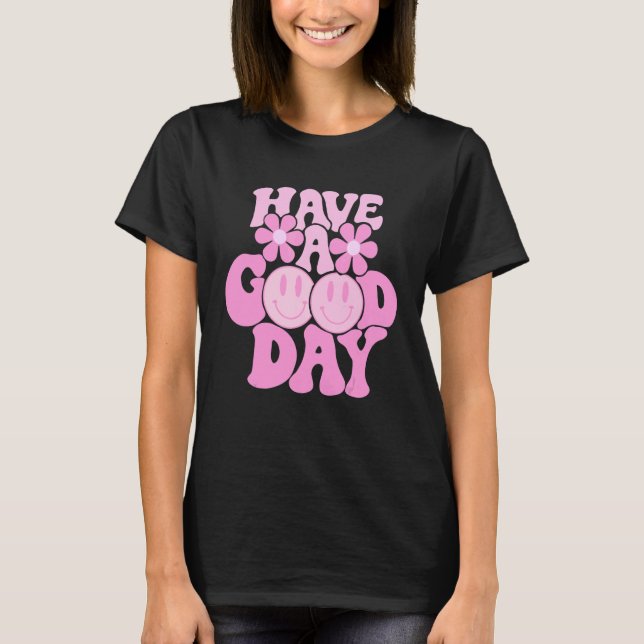 Ha Rosa Smile Ansikte Preppy Aesthetic T Bra Day Shirt (Framsida)