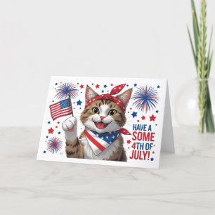 Ha Tass runt den 4 juli - Cute Cat Tack Kort