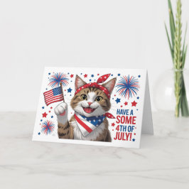 Ha Tass runt den 4 juli - Cute Cat Tack Kort