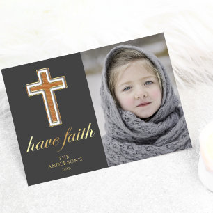Ha tro Religiöst julfoto med kors Julkort