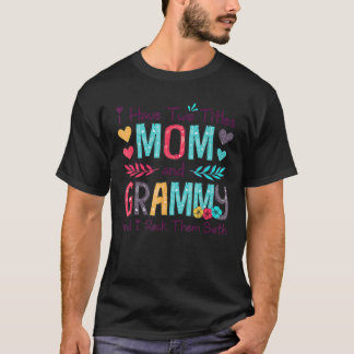 Ha två titlar på Mamma och Grammy Women Blommigt D T Shirt