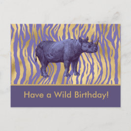 Ha Vild Birthday Lila Rhinoceros Vykort