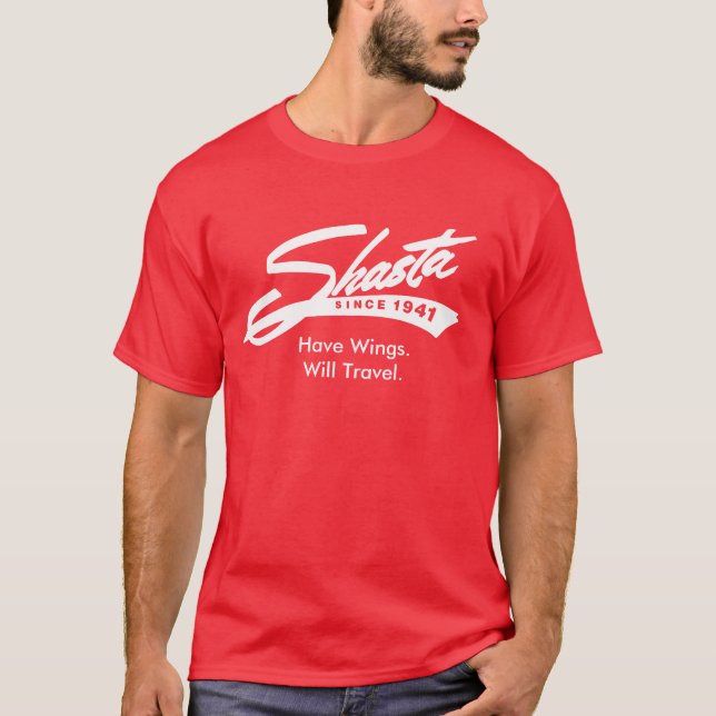 Ha vingar att ska reser - det Shasta camparesläpet T Shirt (Framsida)