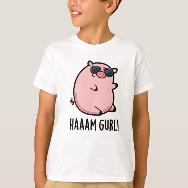 Haaam Gurl Cute Gris Pun T Shirt (Framsida)