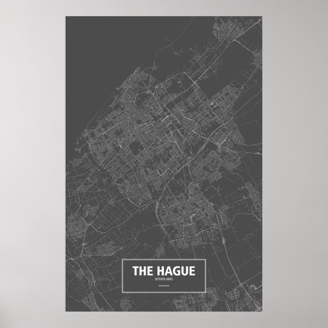 Haag, Nederländerna (vitt på svart) Poster (Framsidan)