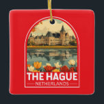Haag Netherlands Travel Art Emblem Julgransprydnad Keramik<br><div class="desc">Haag-reflektorns färdplan. Haag är en stad på westerna Nederländernas kusten i Nordsjön.</div>