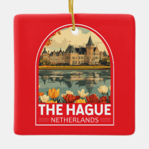 Haag Netherlands Travel Art Emblem Julgransprydnad Keramik
