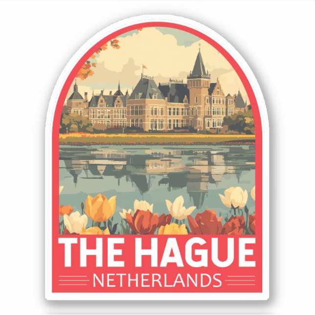 Haag Netherlands Travel Art Emblem Klistermärken (Framsida)
