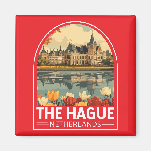 Haag Netherlands Travel Art Emblem Magnet (Framsidan)