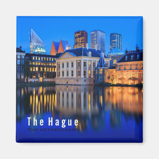 Haag-skylten med blå timmes textmagnet magnet