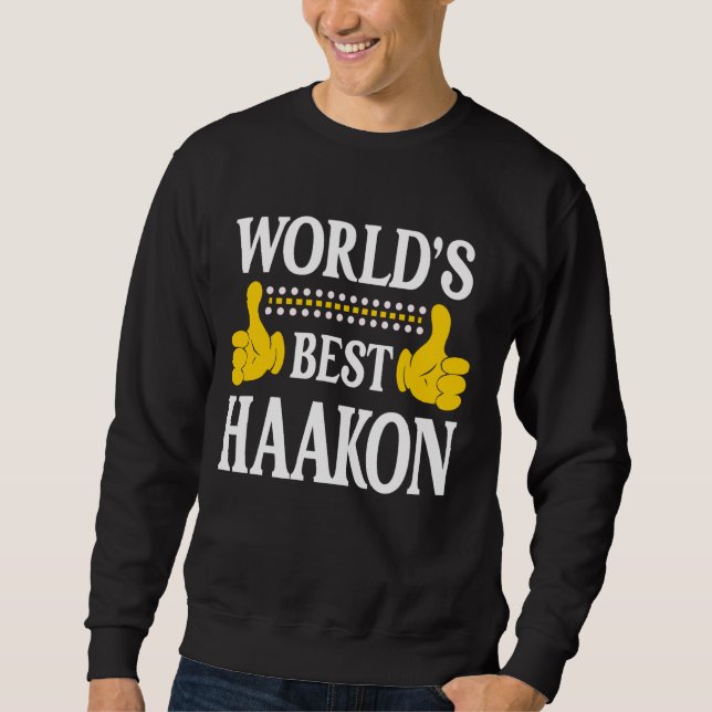 Haakon Personal Namn Funny First Namn World's Best Lång Ärmad Tröja (Framsida)