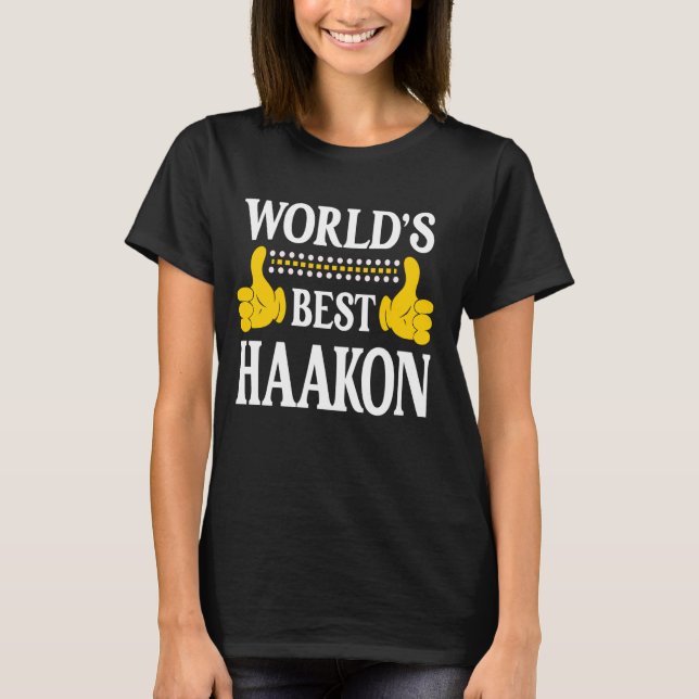 Haakon Personal Namn Funny First Namn World's Best T Shirt (Framsida)