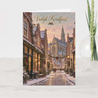 Haarlem Winterstraat Glad Kerstfirande Helgkort