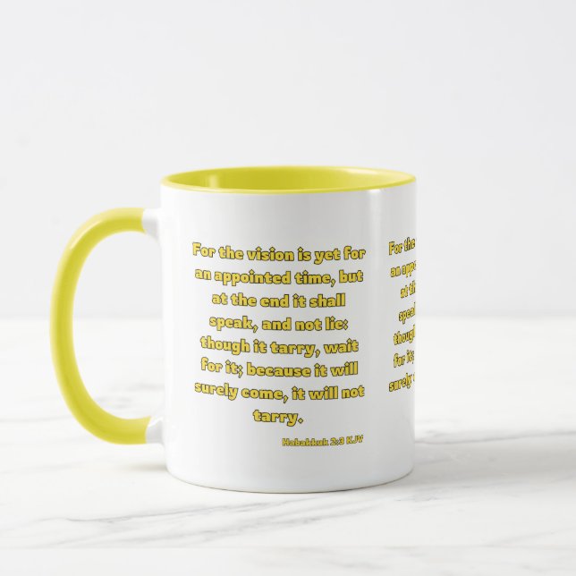 Habakkuk 2:3 KJV Bible Verse Two-Tone Mugg (Vänster)