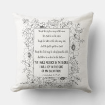 Habakkuk 3:17-18 Bible Verse Blommigt Line Art
