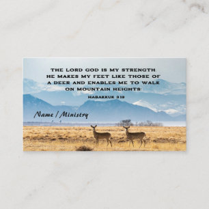 Habakkuk 3:19 Bible Verse Hjort and Mountains Visitkort